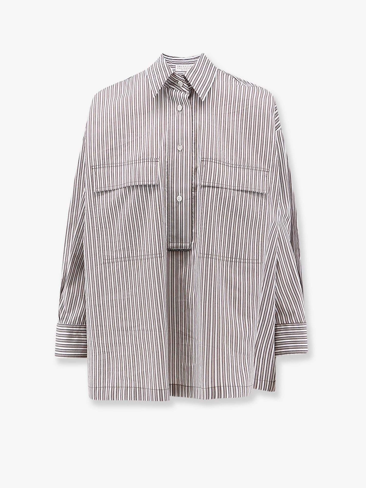 Brunello Cucinelli Women's Cotton and Silk Blend Shirt White