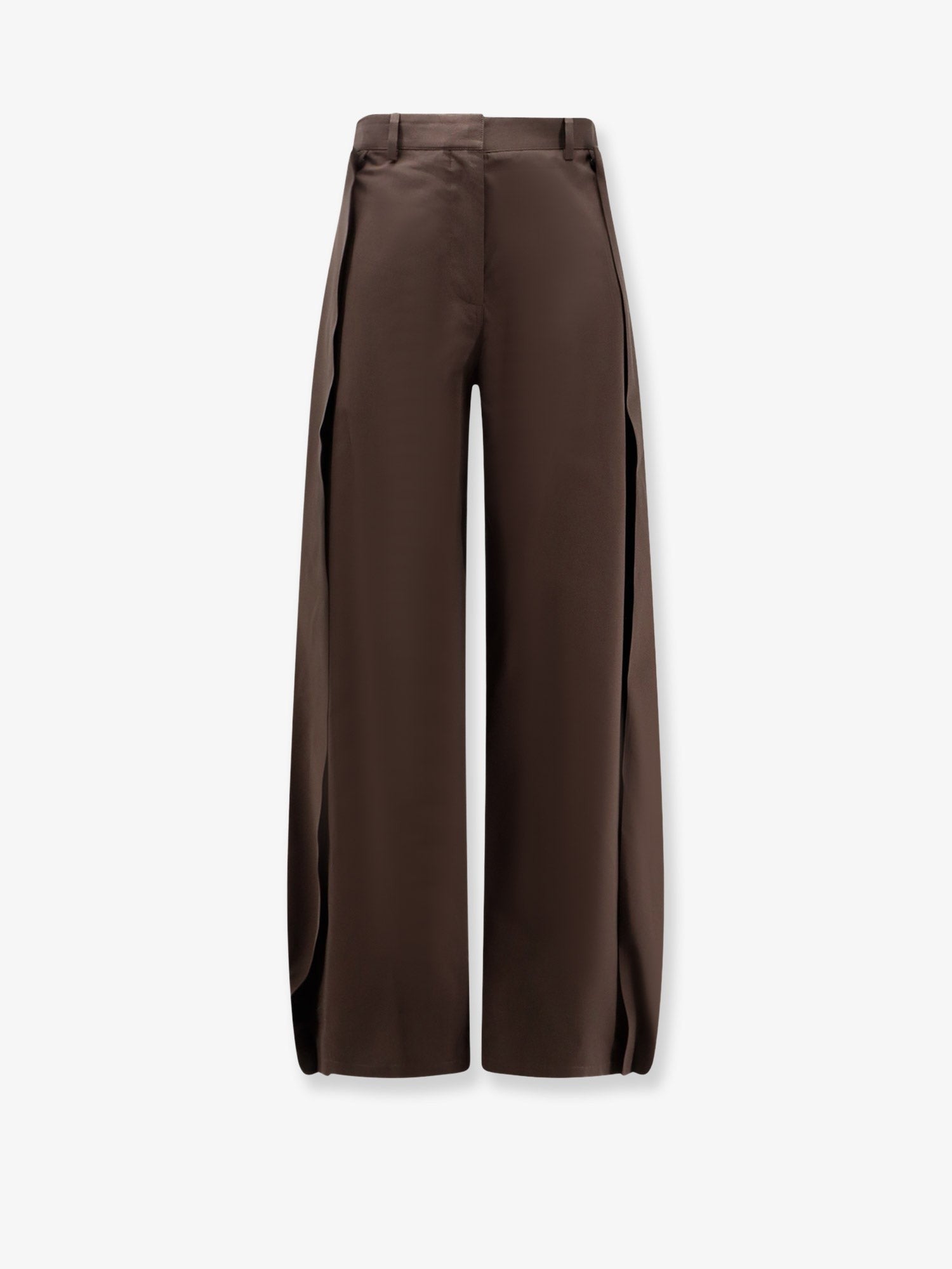 Loewe Women's Cotton and Silk Blend Trousers Brown