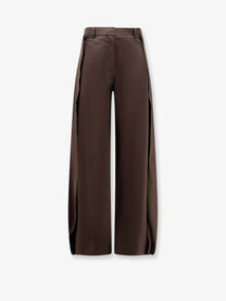 Loewe Women's Cotton and Silk Blend Trousers Brown