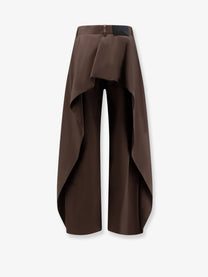 Loewe Women's Cotton and Silk Blend Trousers Brown