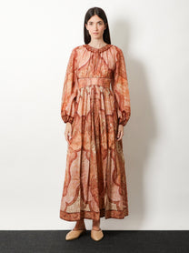 Zimmermann Women's Cotton and Silk Blend Wanderlust Long Dress Red, view 2