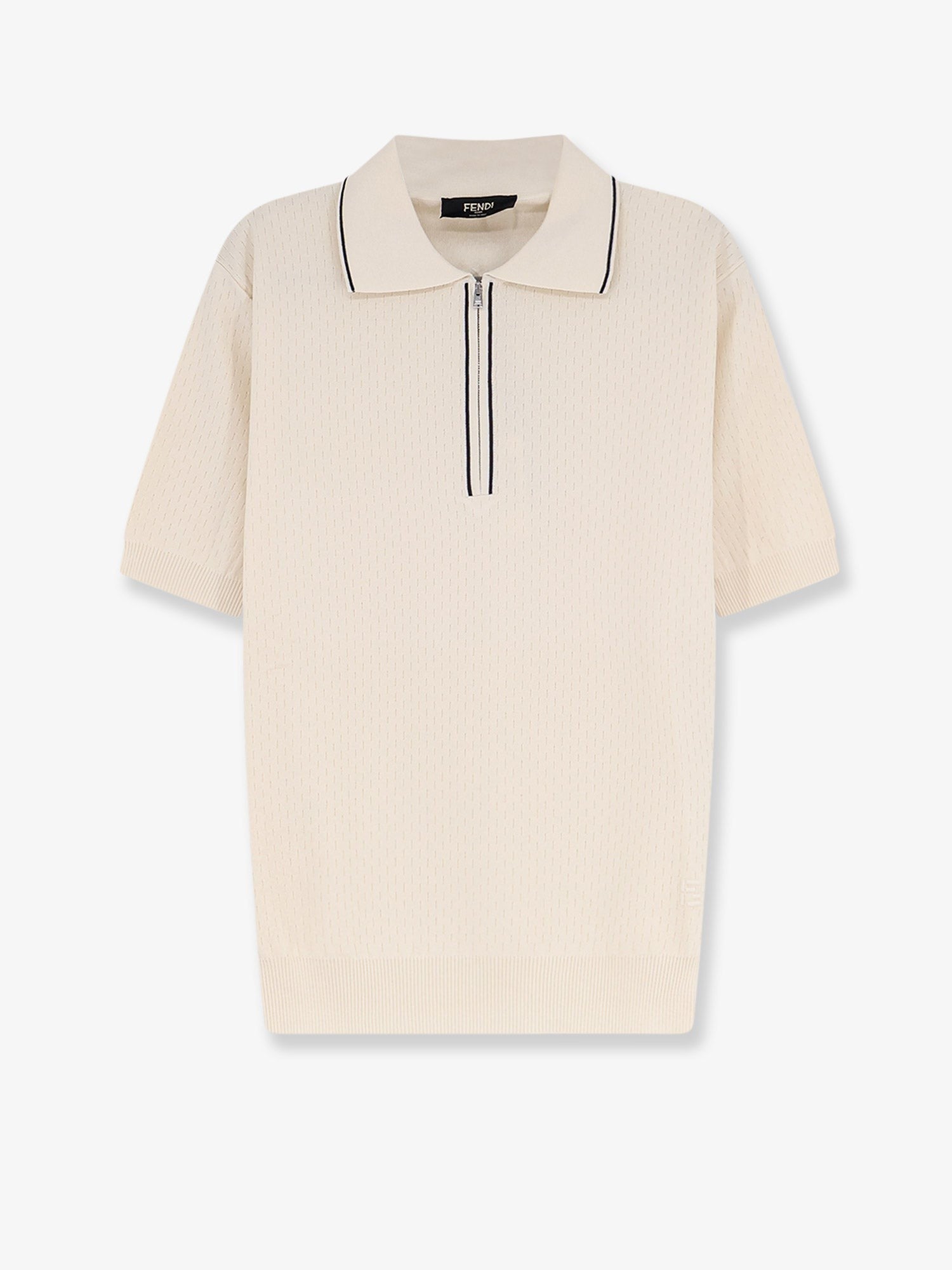Fendi Men's Cotton and Silk Polo Shirt White