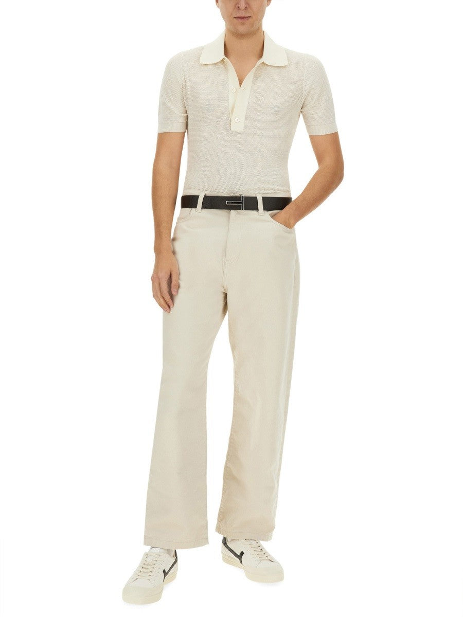 Tom Ford Men's Cotton and Silk Polo Shirt White