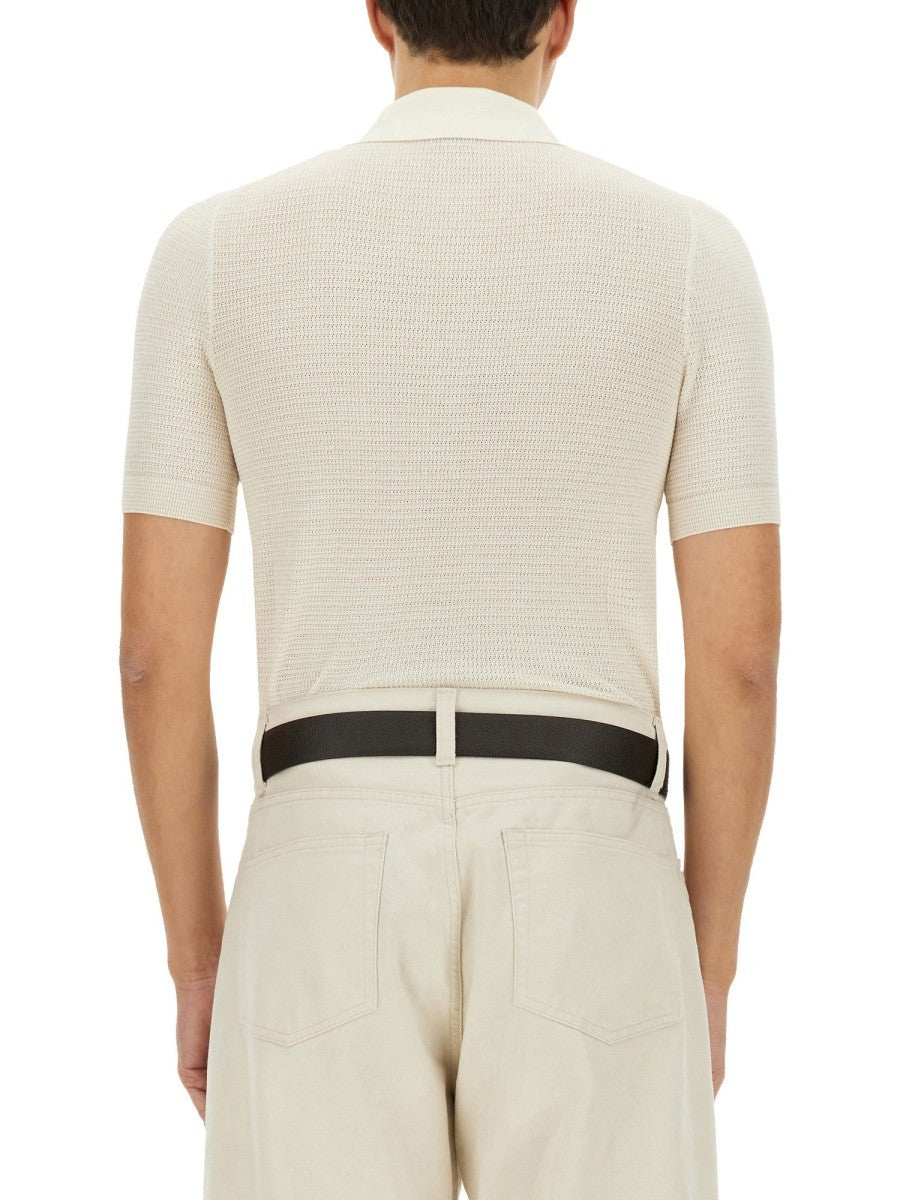 Tom Ford Men's Cotton and Silk Polo Shirt White