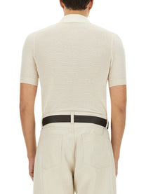 Tom Ford Men's Cotton and Silk Polo Shirt White