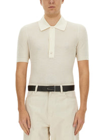 Tom Ford Men's Cotton and Silk Polo Shirt White
