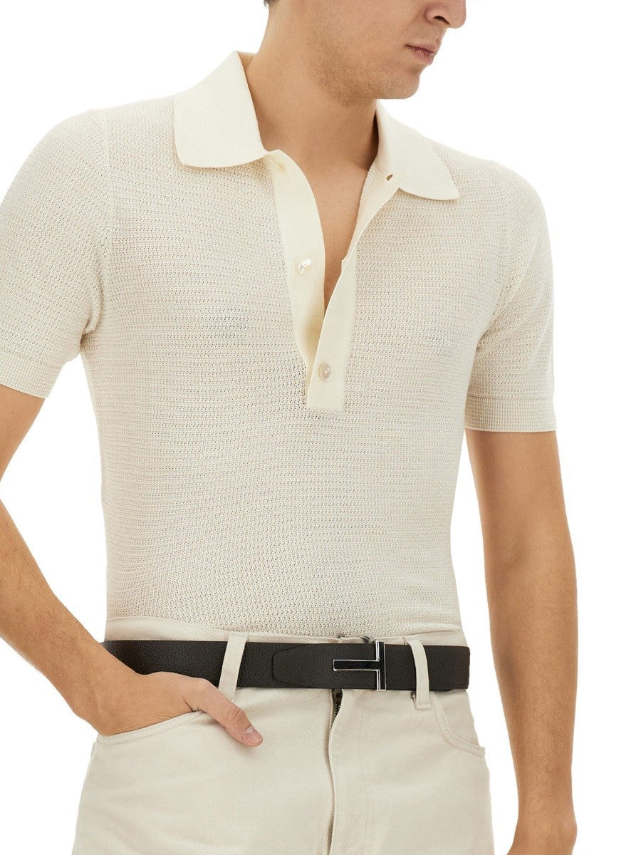 Tom Ford Men's Cotton and Silk Polo Shirt White