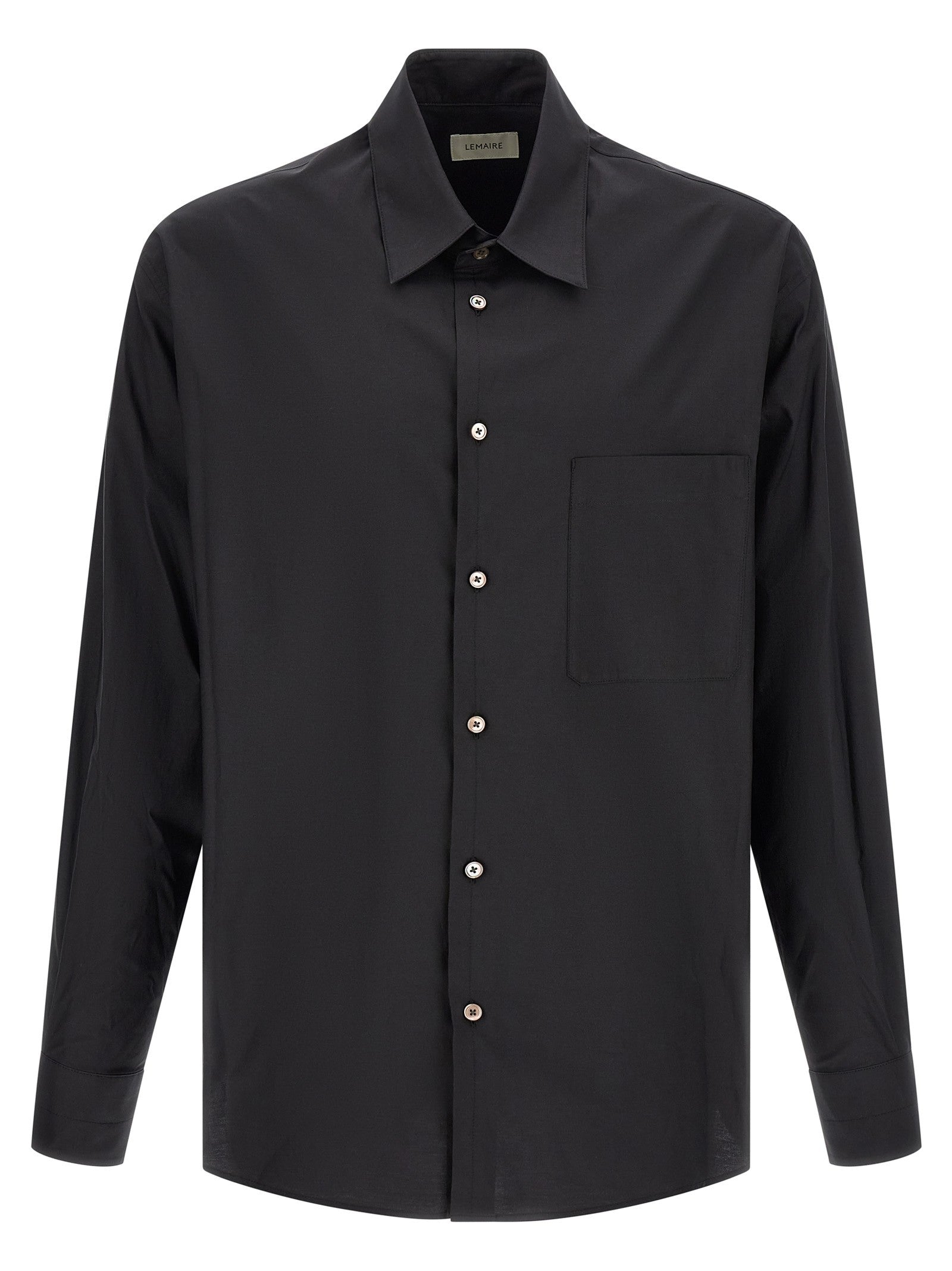Lemaire Cotton and Silk Shirt Black