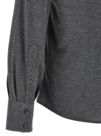 Brunello Cucinelli Cotton and Silk Shirt Grey, view 4