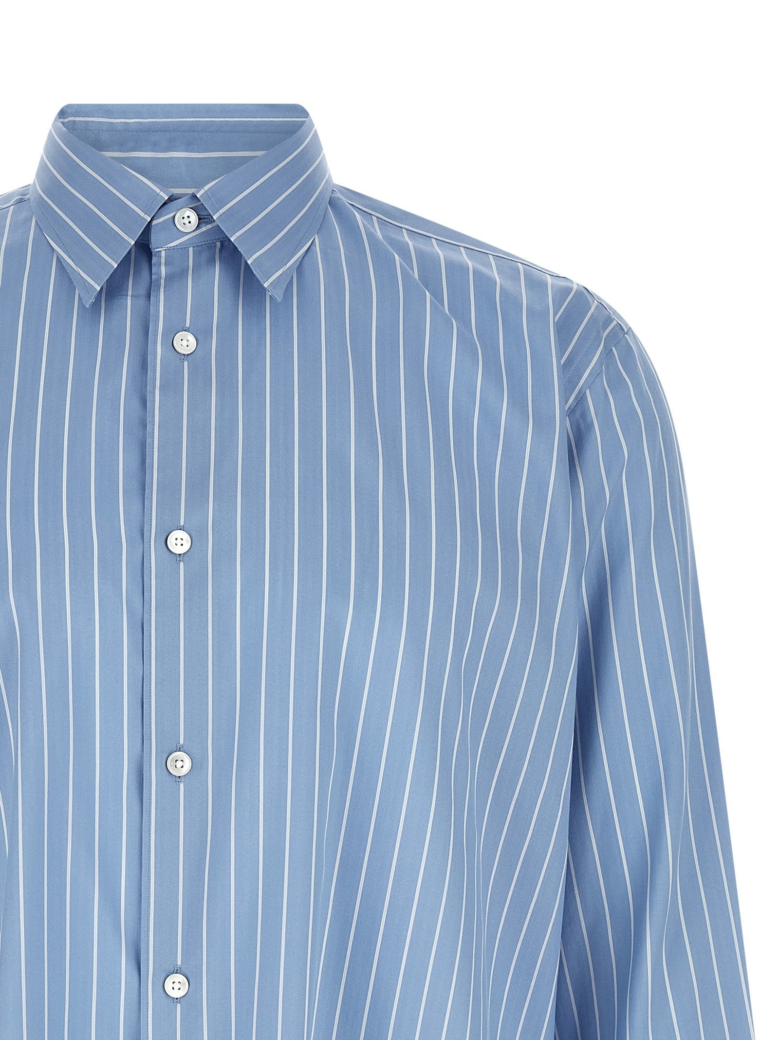 AURALEE Cotton and Silk Shirt Blue