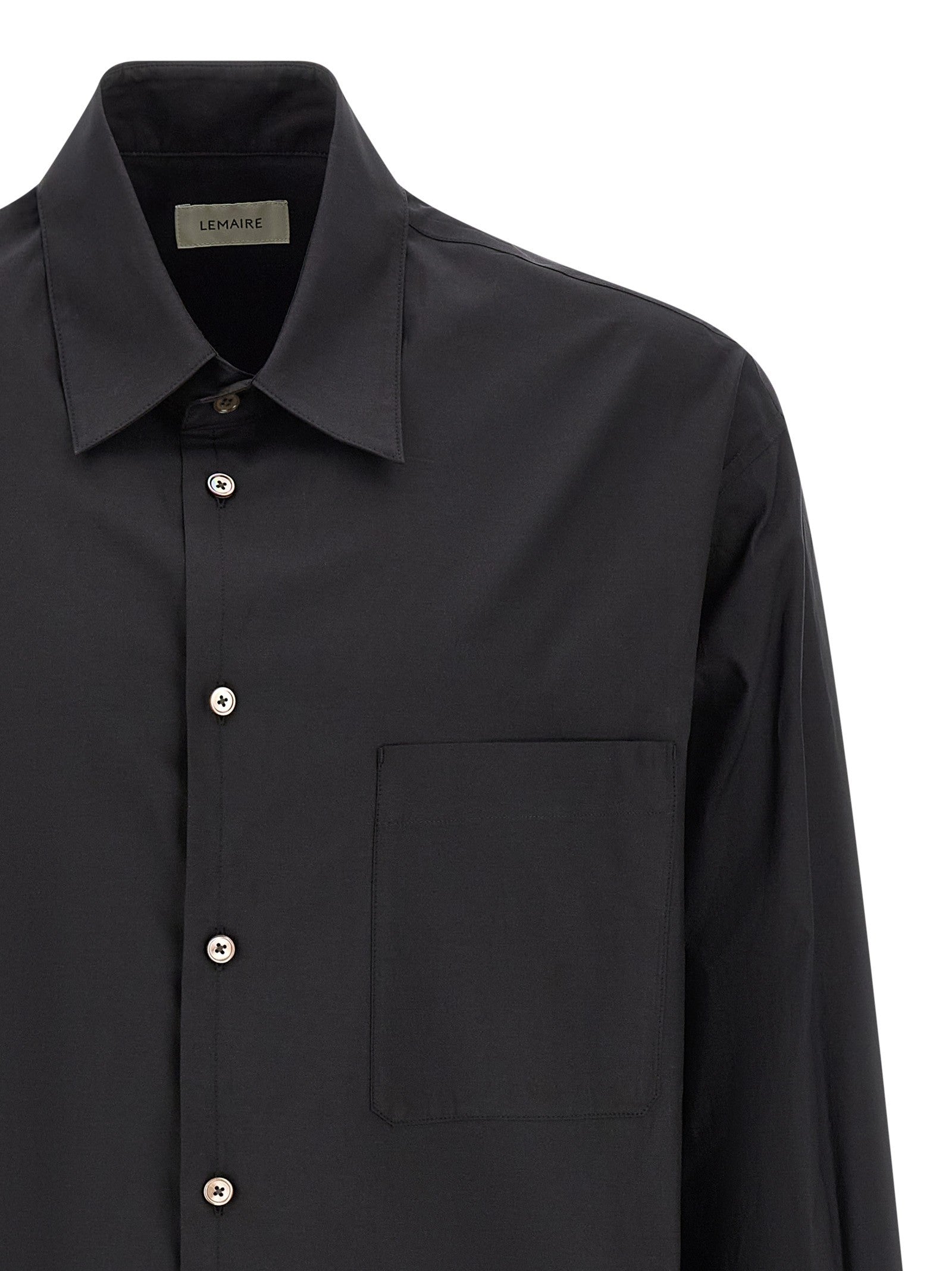 Lemaire Cotton and Silk Shirt Black