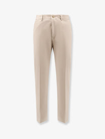 BOSS Men's Cotton and Silk Trousers Beige