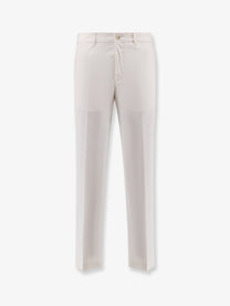 BOSS Men's Cotton and Silk Trousers White