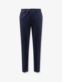 BOSS Men's Cotton and Silk Trousers Blue