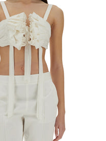 Moschino Women's Cotton and Silk Voile Crop Top White