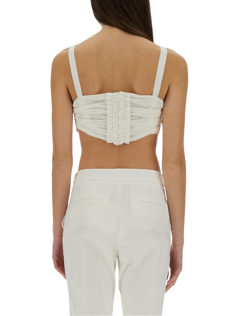 Moschino Women's Cotton and Silk Voile Crop Top White