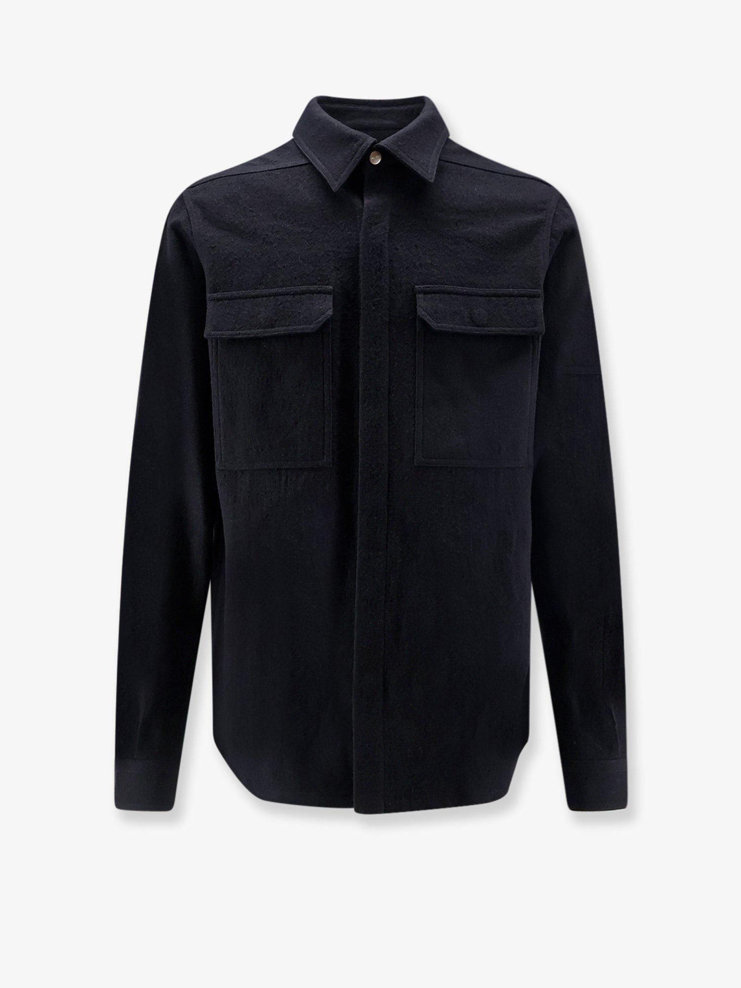 Rick Owens Men's Cotton and Wool Outershirt Black