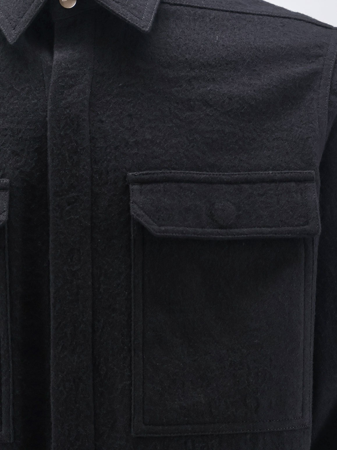 Rick Owens Men's Cotton and Wool Outershirt Black
