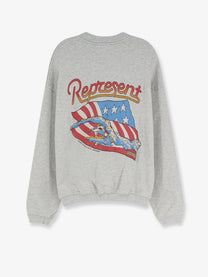 Represent Men's Cotton Beach Boys Americas Band Sweater Grey