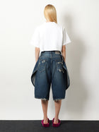 Balenciaga Women's Cotton Bermuda Shorts Blue, view 3
