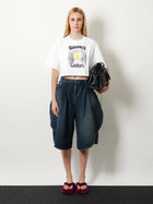 Balenciaga Women's Cotton Bermuda Shorts Blue, view 2
