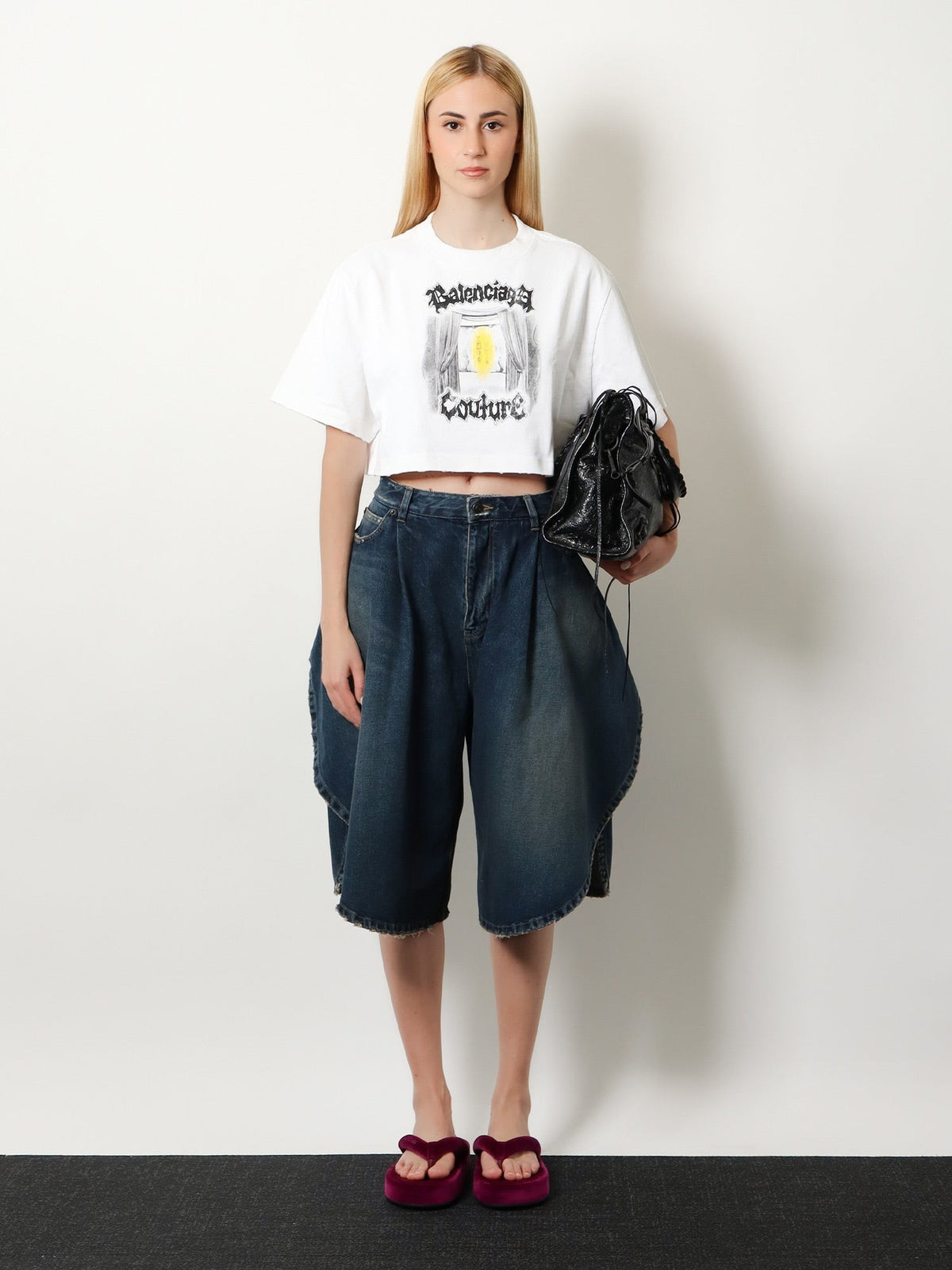 Balenciaga Women's Cotton Bermuda Shorts Blue, view 2