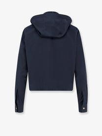Moncler Women's Cotton Blend Jacket Shirt Blue