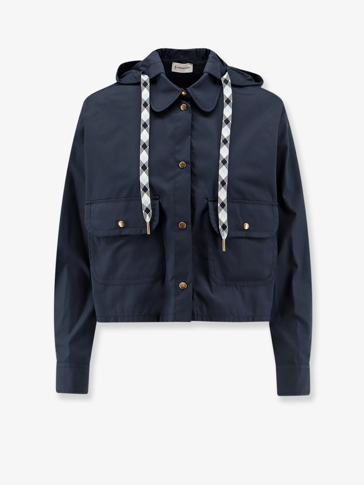 Moncler Women's Cotton Blend Jacket Shirt Blue