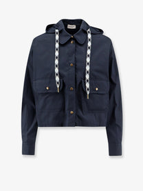 Moncler Women's Cotton Blend Jacket Shirt Blue