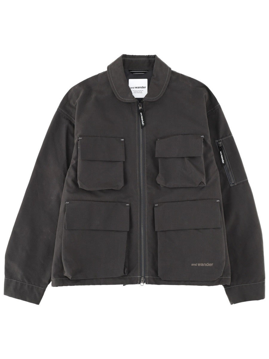 And Wander Men's Cotton Blend Jacket Grey And Wander