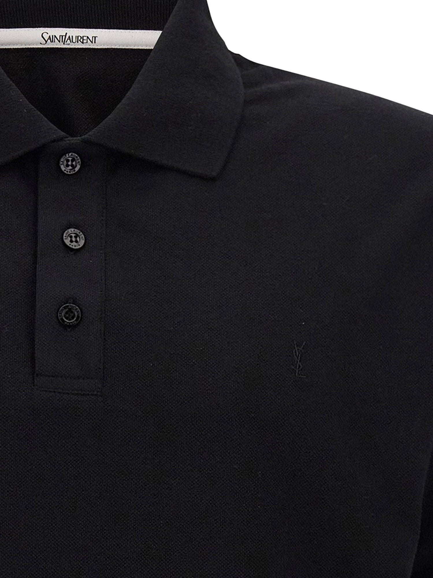 Saint Laurent Men's Cotton Blend Polo Shirt Black