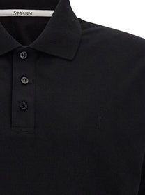 Saint Laurent Men's Cotton Blend Polo Shirt Black