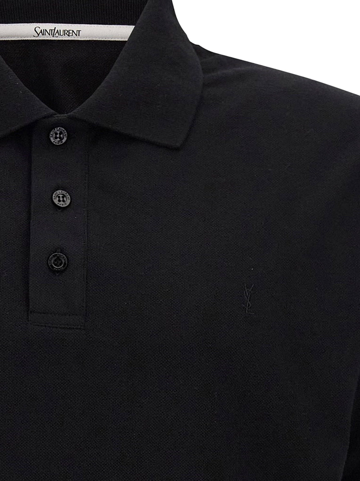 Saint Laurent Men's Cotton Blend Polo Shirt Black, view 5
