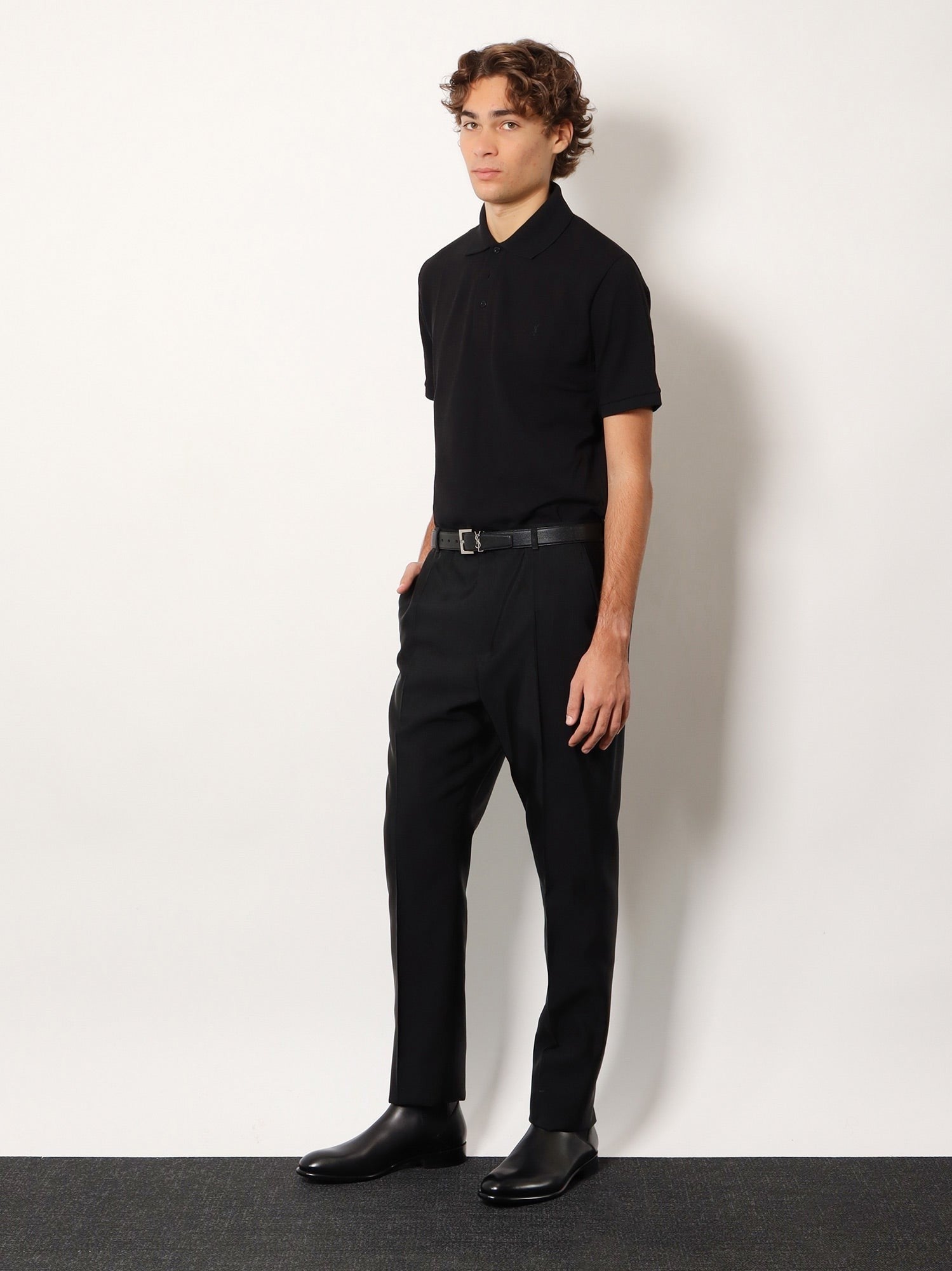 Saint Laurent Men's Cotton Blend Polo Shirt Black