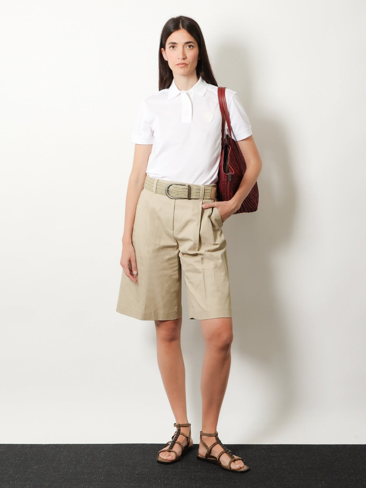 Brunello Cucinelli Women's Cotton Blend Polo Shirt White