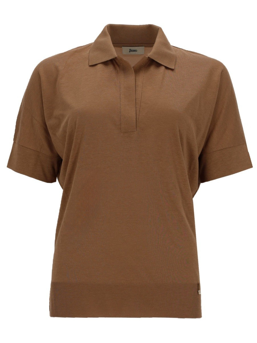 Herno Women's Cotton Blend Polo Shirt Brown