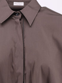 Brunello Cucinelli Women's Cotton Blend Shirt Brown, view 3