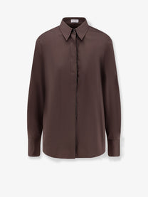 Brunello Cucinelli Women's Cotton Blend Shirt Brown