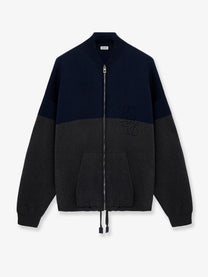 Loewe Men's Cotton Blend Zip up Cardigan Blue