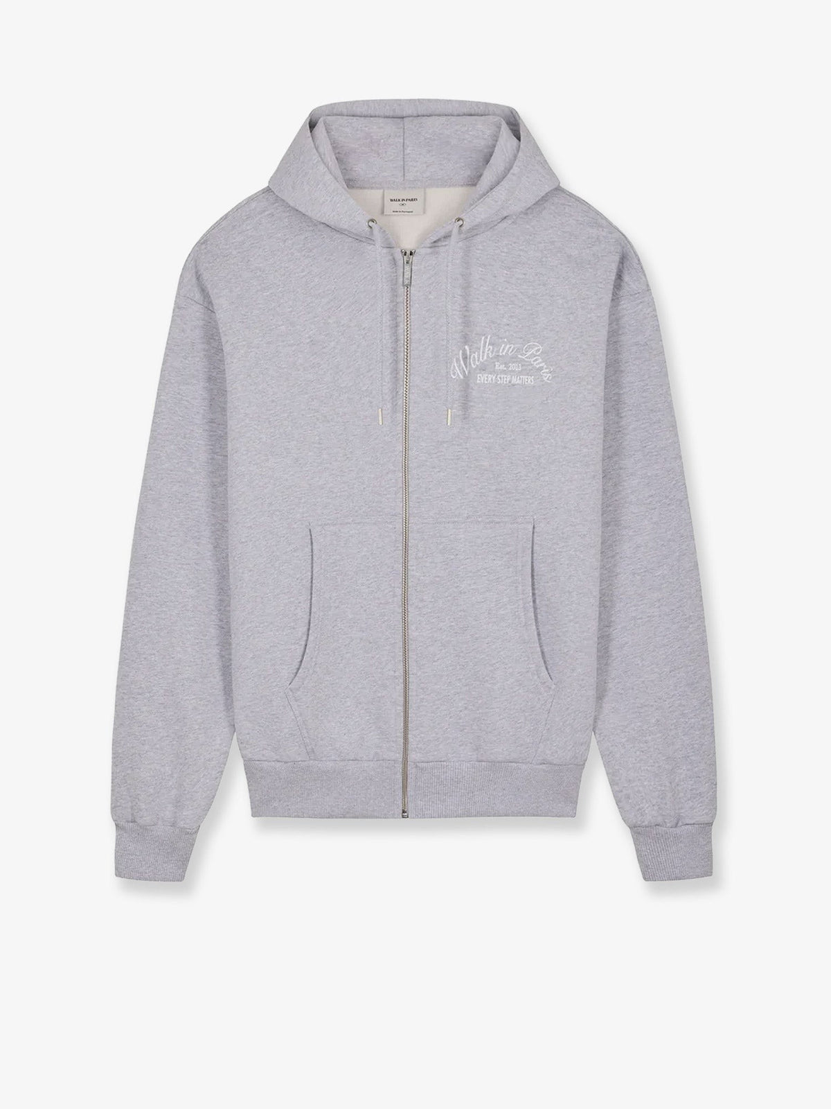 Walk In Paris Men's Cotton Blend Zip up Hoodie Grey