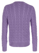 Polo Ralph Lauren Cotton Braided Sweater Purple, view 2