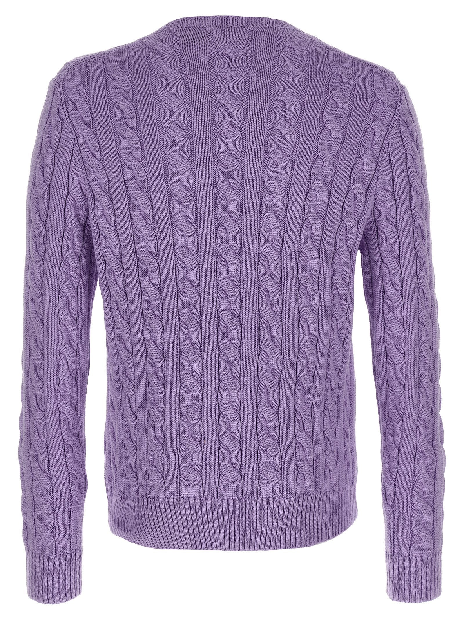 Polo Ralph Lauren Cotton Braided Sweater Purple