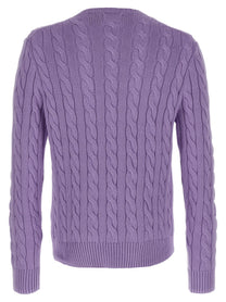 Polo Ralph Lauren Cotton Braided Sweater Purple