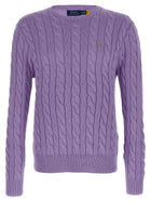Polo Ralph Lauren Cotton Braided Sweater Purple