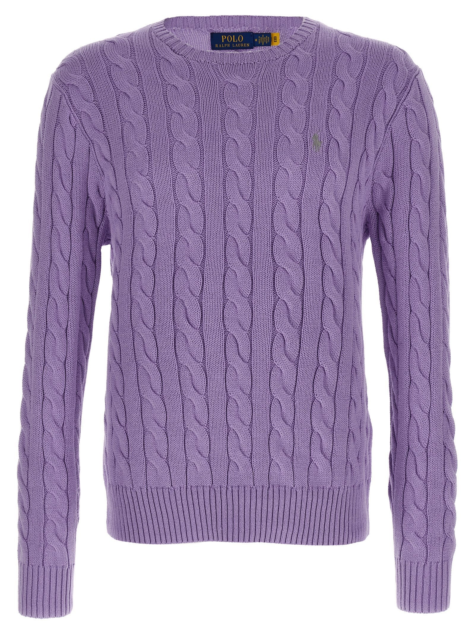 Polo Ralph Lauren Cotton Braided Sweater Purple