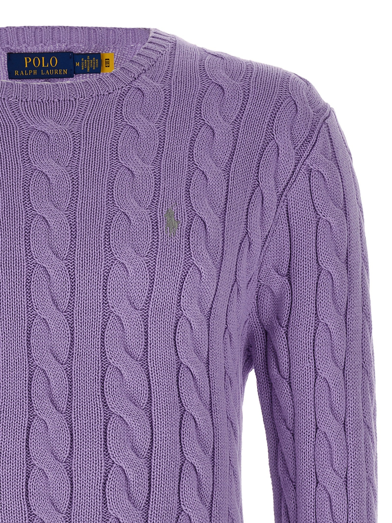Polo Ralph Lauren Cotton Braided Sweater Purple