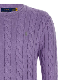 Polo Ralph Lauren Cotton Braided Sweater Purple