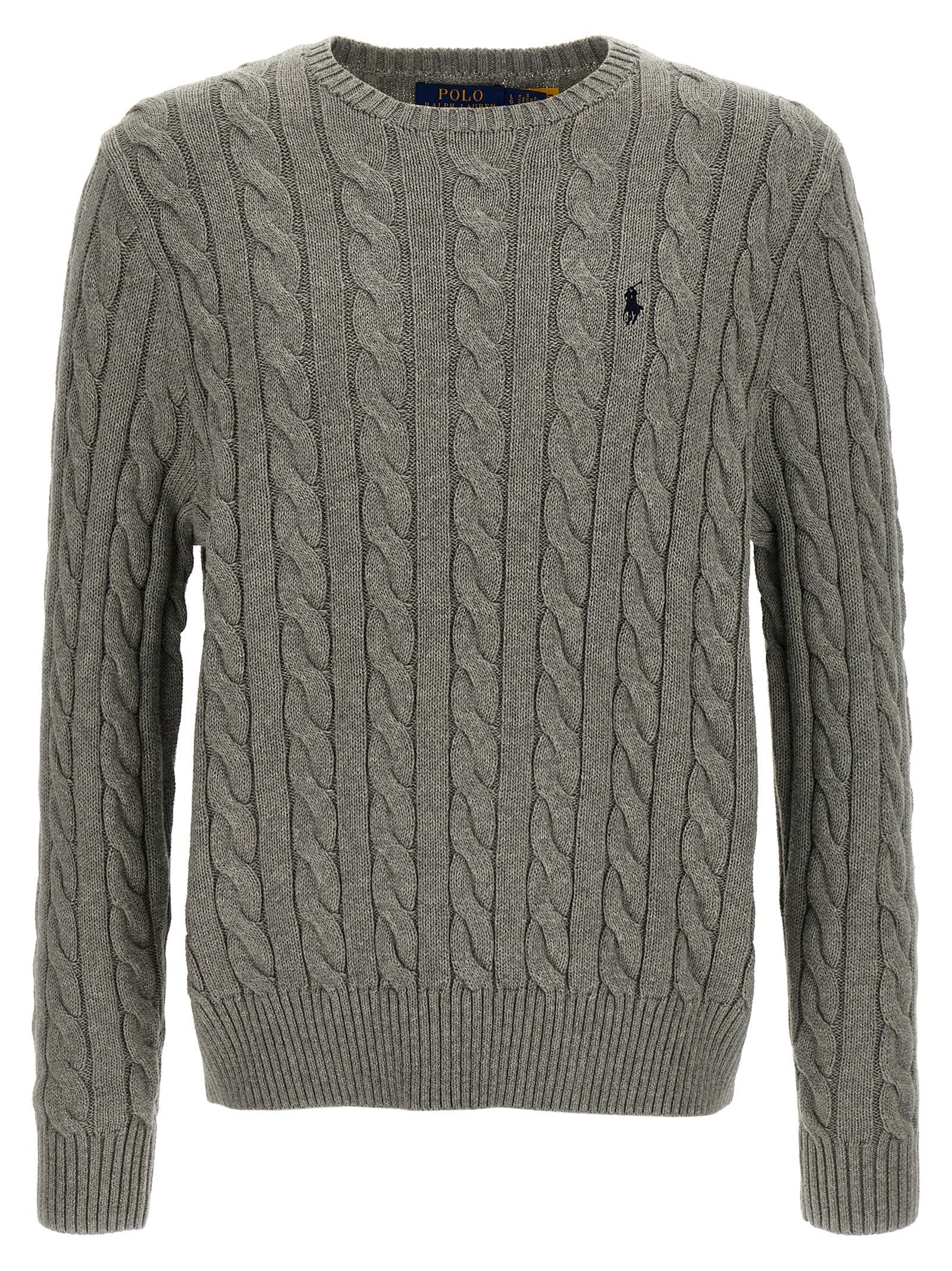 Polo Ralph Lauren Cotton Braided Sweater Grey