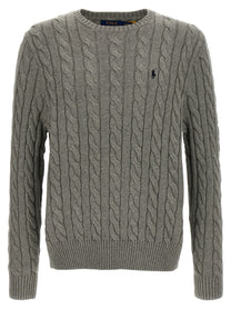 Polo Ralph Lauren Cotton Braided Sweater Grey