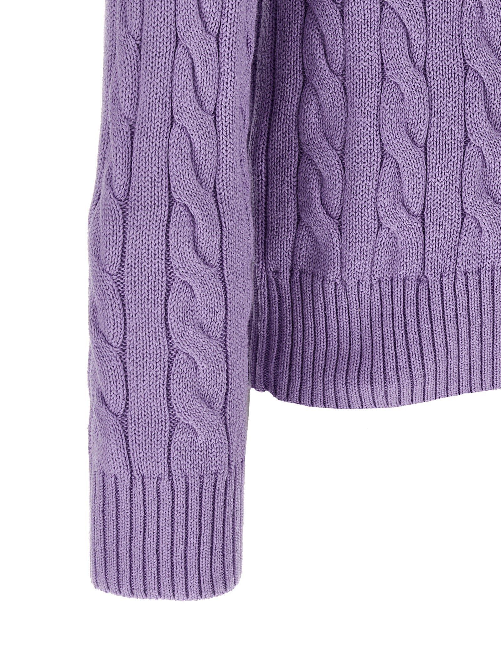 Polo Ralph Lauren Cotton Braided Sweater Purple
